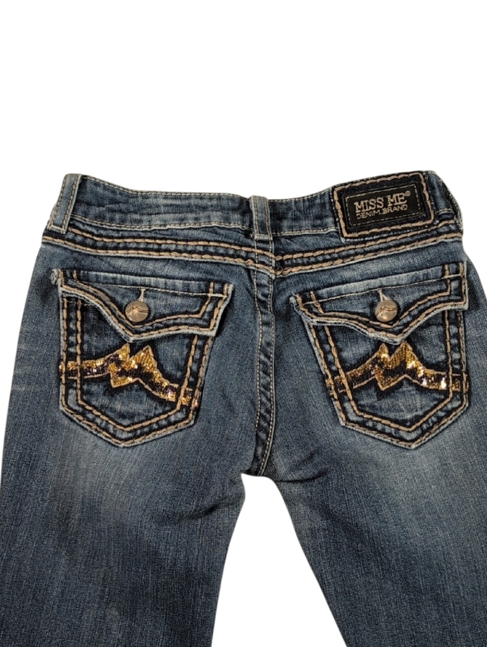 Miss Me Boot Cut Jeans Sequins Pockets Size 27 Style # jd1047B *Please Read